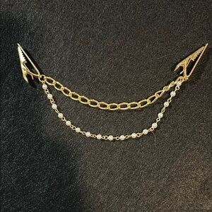 Gold and Silver Double Chain Brooch